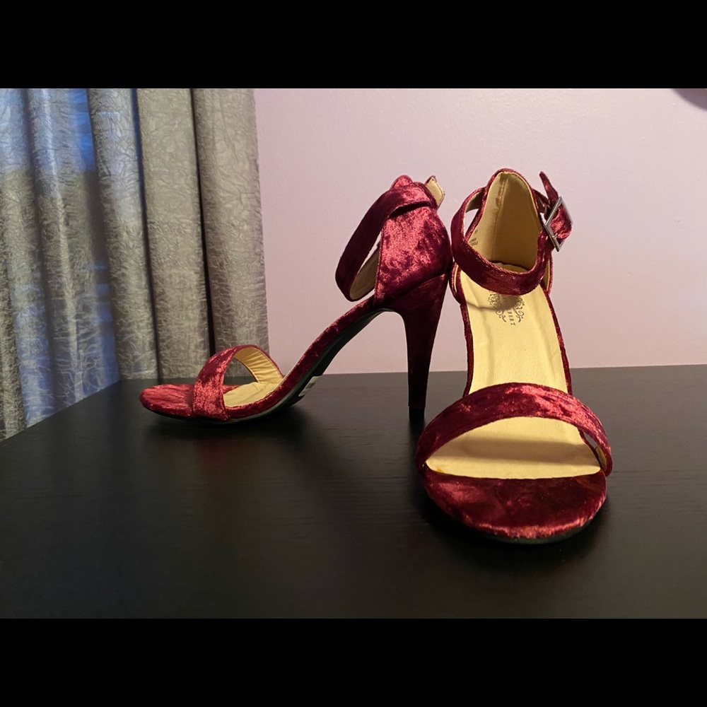 Red Crushed Velvet Heels